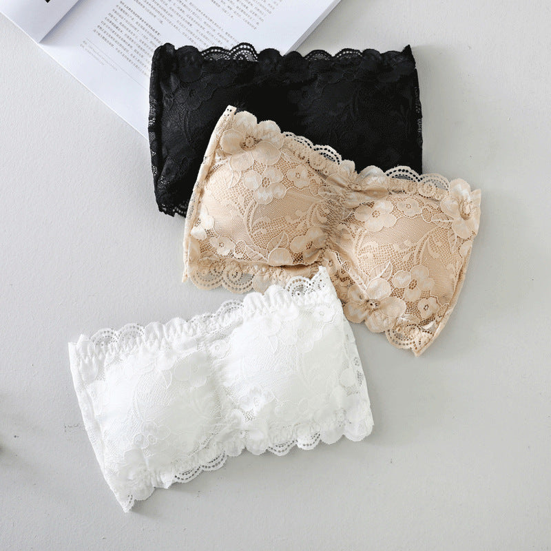 strapless Transparent Lace Tube bra