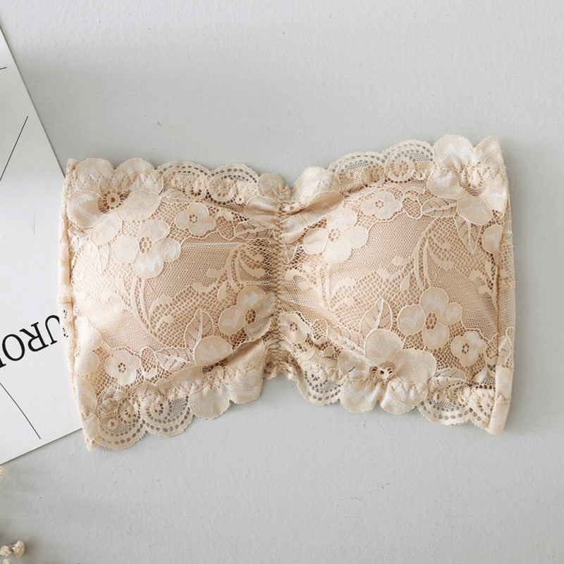 strapless Transparent Lace Tube bra