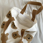 Cartoon Bear White Tote Bag
