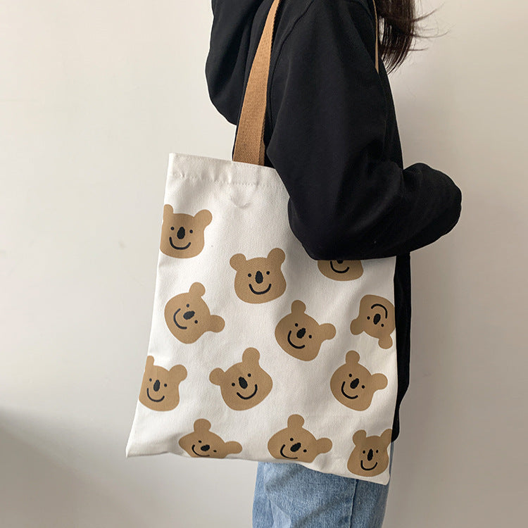 Cartoon Bear White Tote Bag