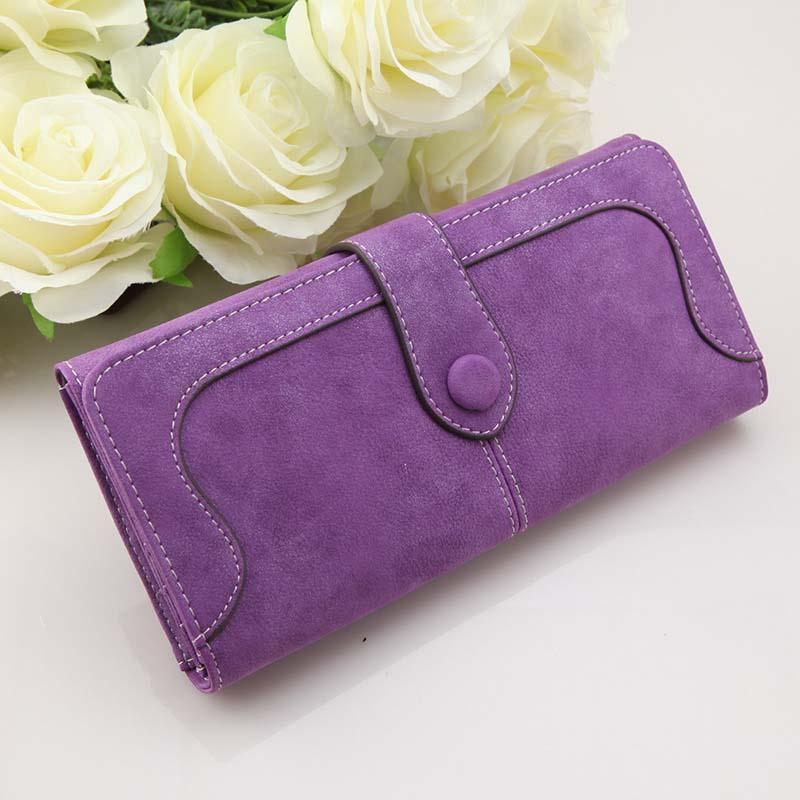] retro matte stitching ladies wallet