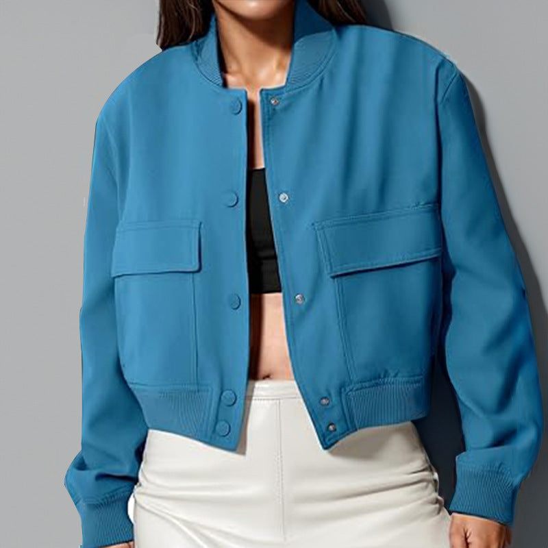 Stand-collar Jacket With Big Pockets