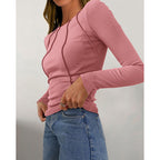 Women Long Sleeve T Shirts Crewneck Slim Fit Tops