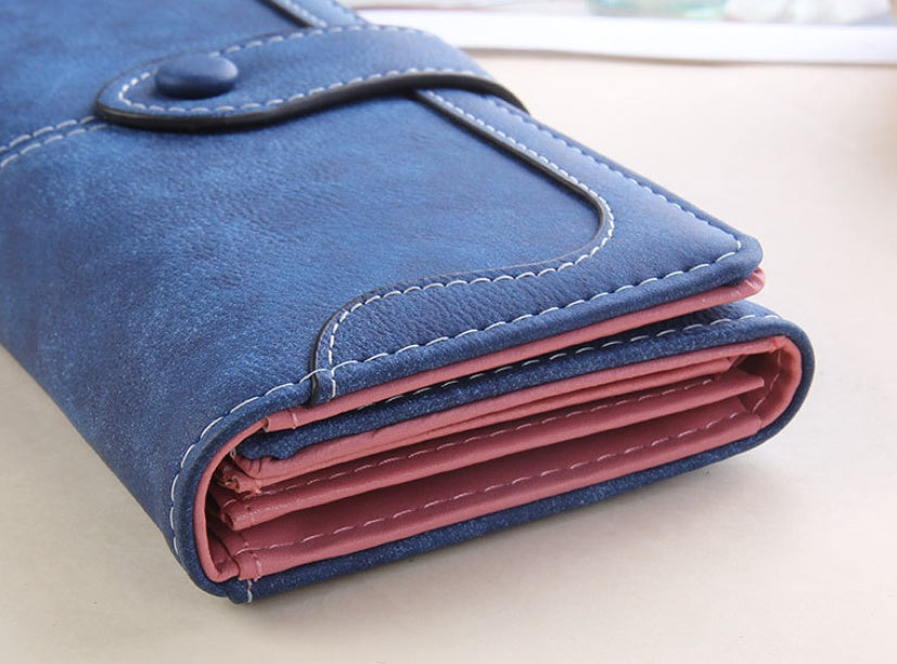 ] retro matte stitching ladies wallet