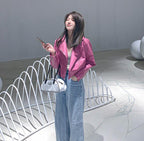 Pink Pu Leather Jacket