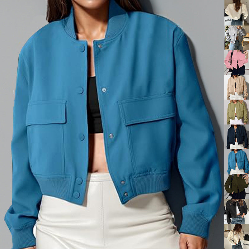 Stand-collar Jacket With Big Pockets