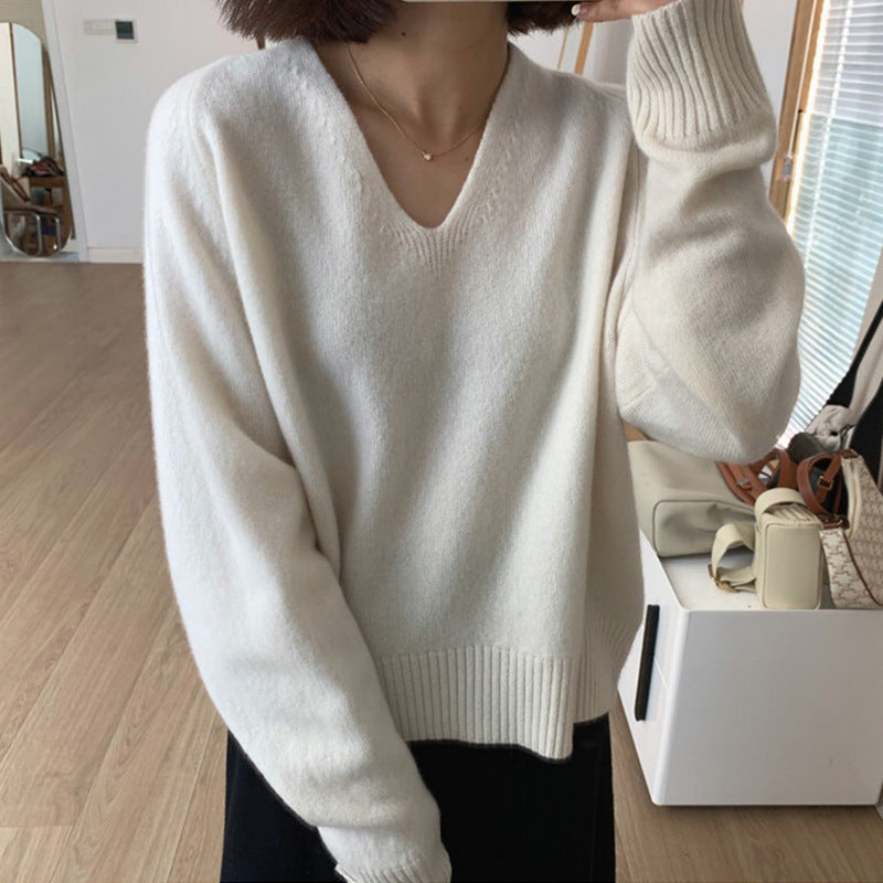 V-neck Casual Style Knitwear  Sweater