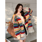Multicolored Tassel Sweaters Cardigan