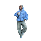 Cloud Print Zipper Hooded Sweaters