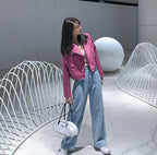 Pink Pu Leather Jacket