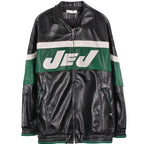 American Retro Black Stitching Letter Leather Jacket