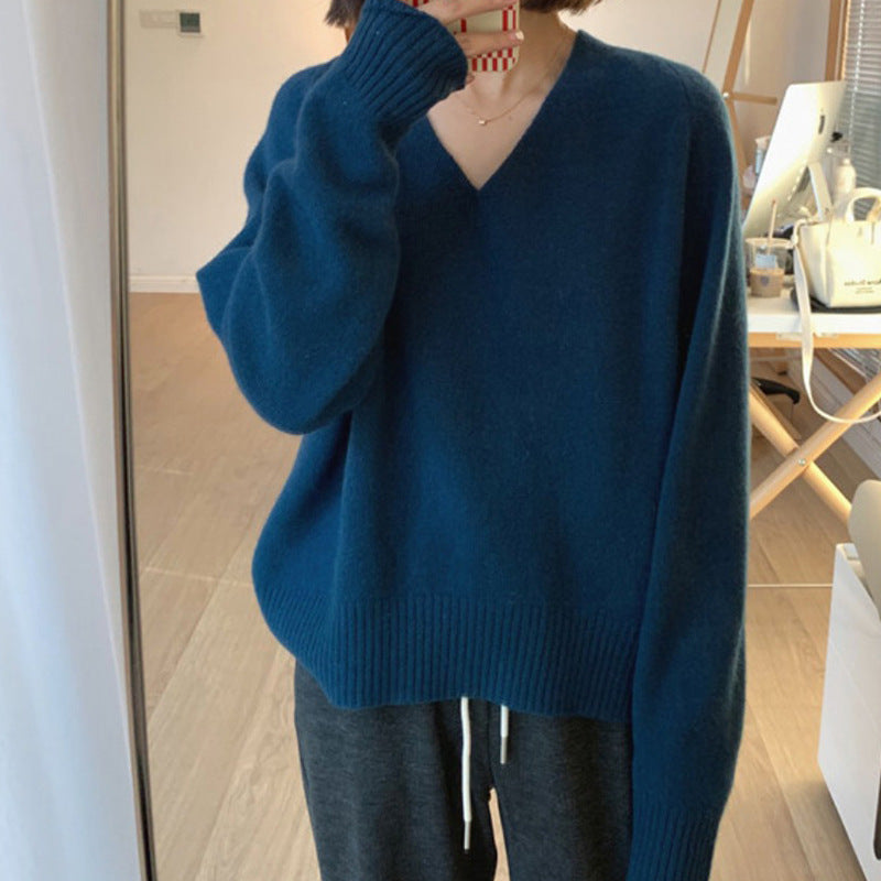 V-neck Casual Style Knitwear  Sweater