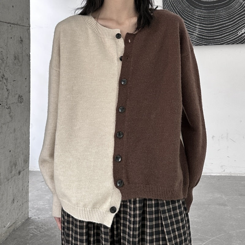 Women's Dark Style Color Matching Sweaters