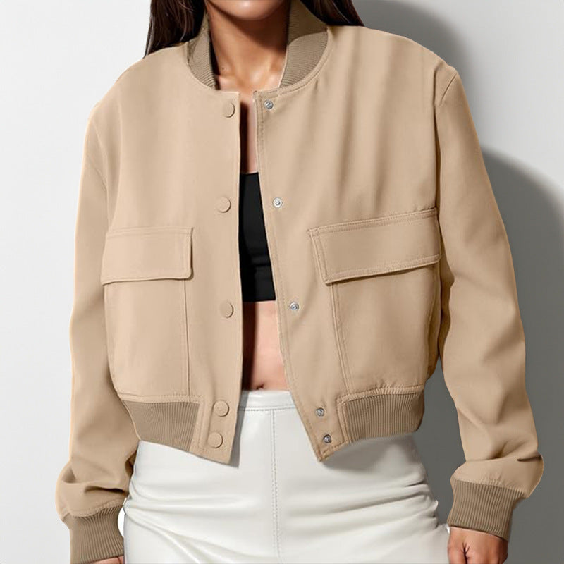Stand-collar Jacket With Big Pockets