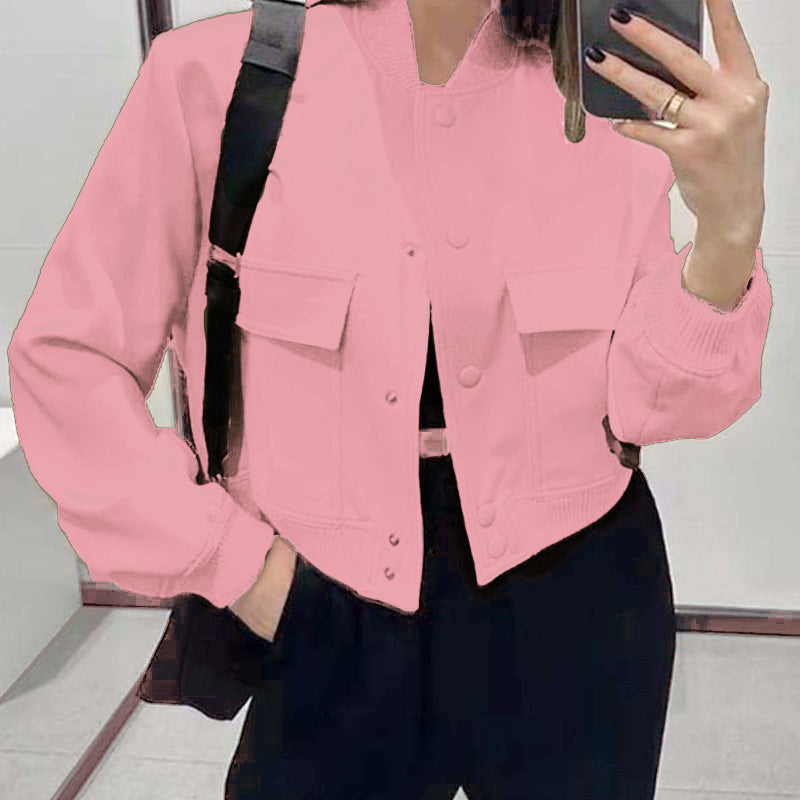 Stand-collar Jacket With Big Pockets