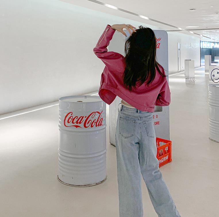 Pink Pu Leather Jacket