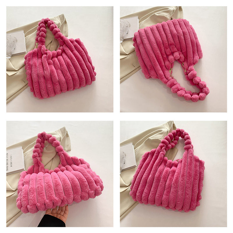 Striped Design Plush Bag
