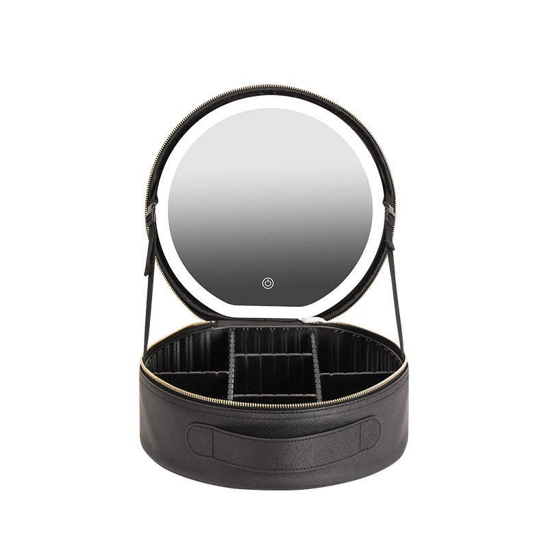 Round  LED Makeup Bag With Mirror Lights