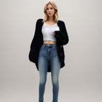 Furry Cardigan Solid Color Sweaters Loose Pockets Coat