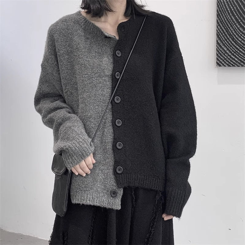 Women's Dark Style Color Matching Sweaters