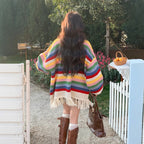 Multicolored Tassel Sweaters Cardigan