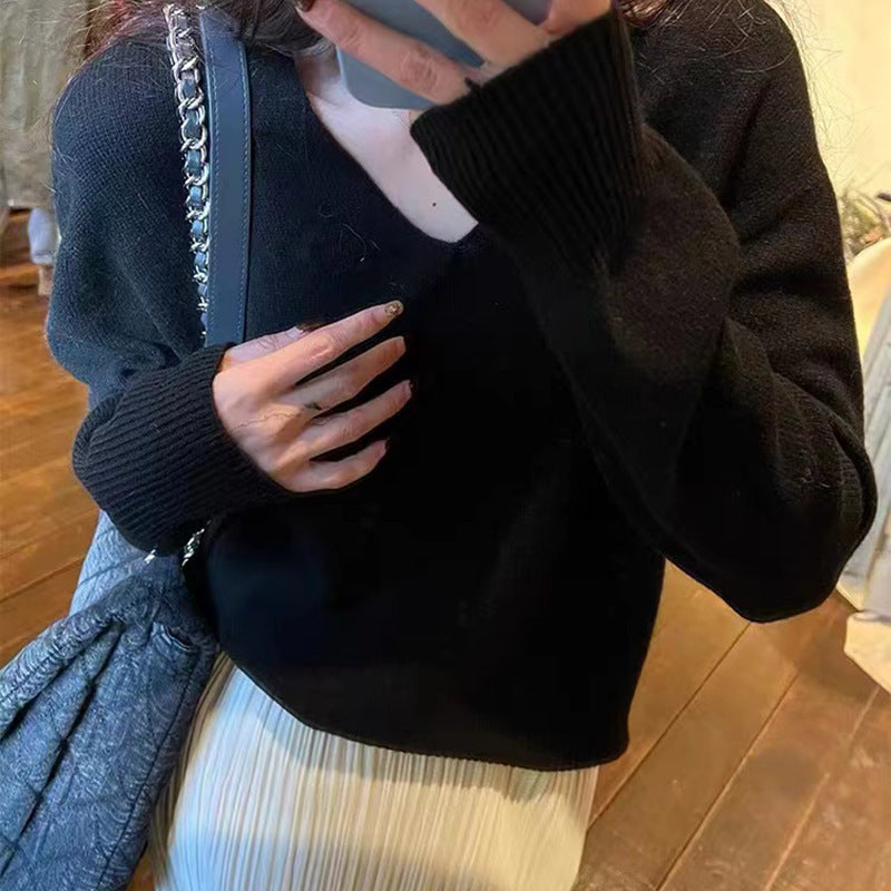 V-neck Casual Style Knitwear  Sweater