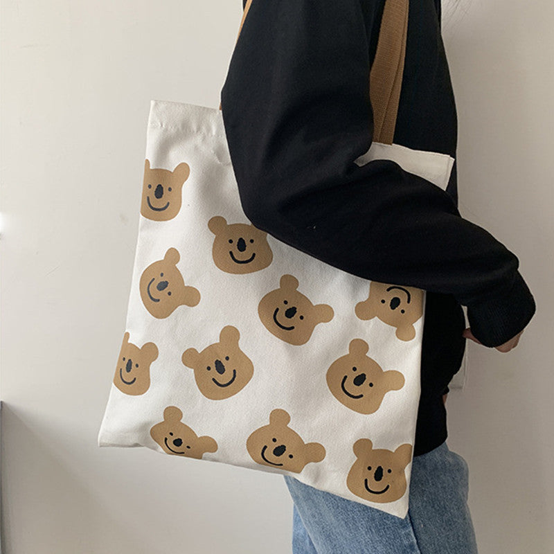 Cartoon Bear White Tote Bag